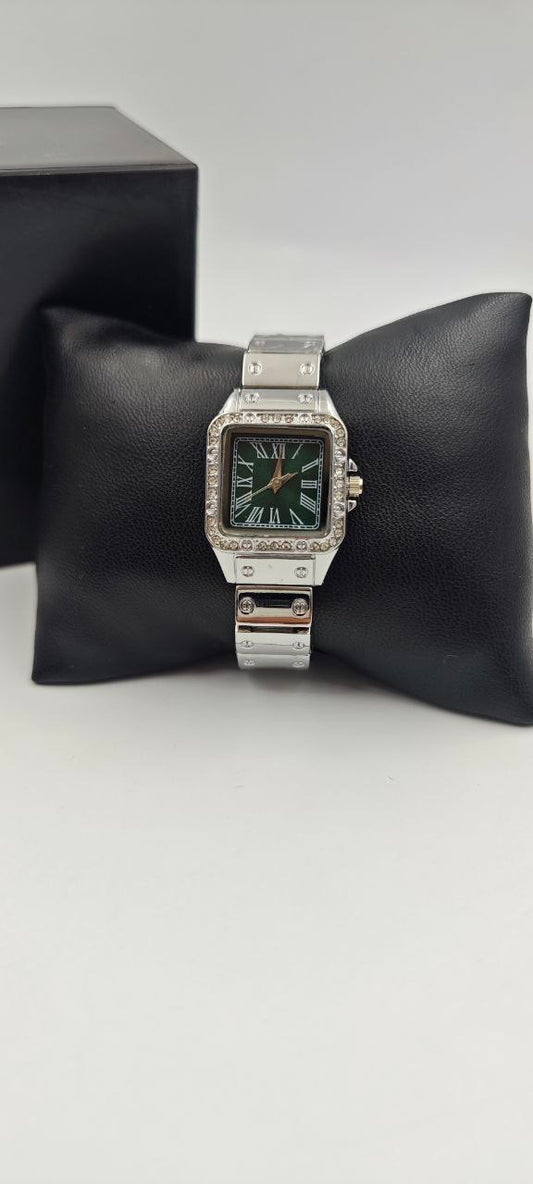 GÜMÜŞ RENK İÇİ SİYAH BAYAN SAATİ