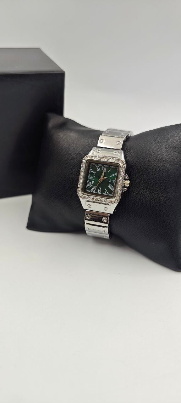 GÜMÜŞ RENK İÇİ SİYAH BAYAN SAATİ