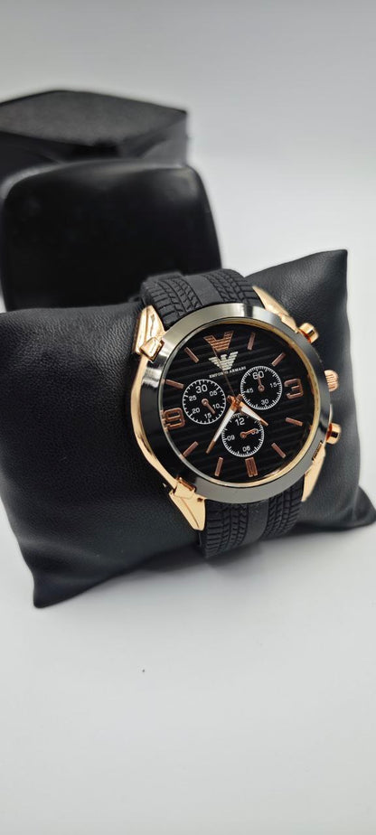 EMPORİO ARMANİ SİYAH GOLD ERKEK SAAT