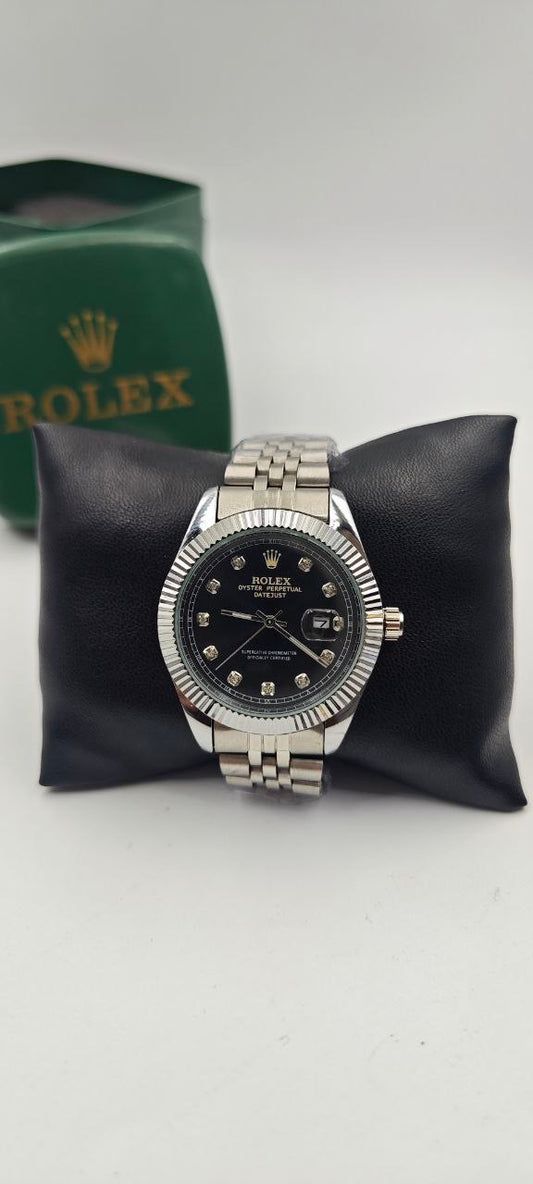 ROLEX DATEJUST TAŞLI İÇİ SİYAH ERKEK SAAT