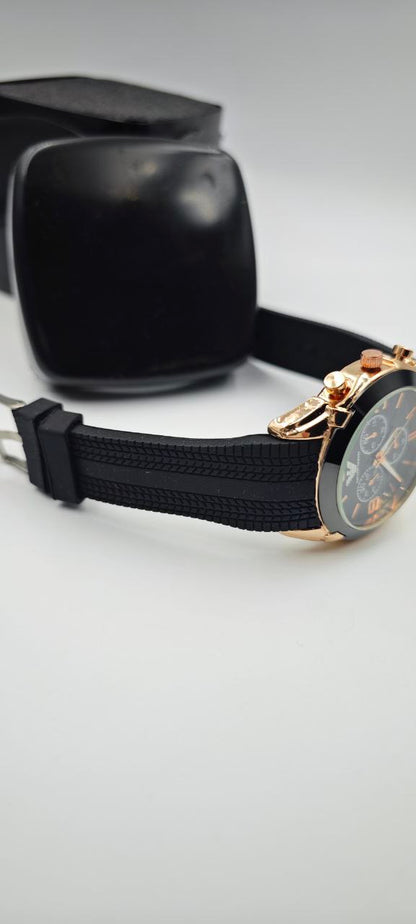EMPORİO ARMANİ SİYAH GOLD ERKEK SAAT