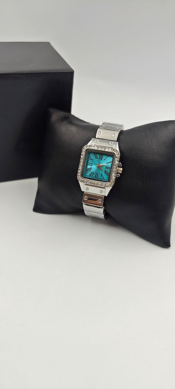 GÜMÜŞ RENK İÇİ GÖKYÜZÜ MAVİSİ BAYAN SAATİ