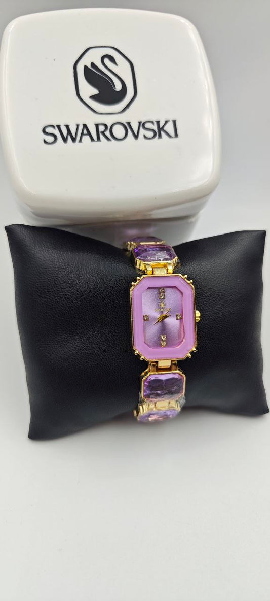 SWAROVSKİ KAPALI PEMBE TAŞLI BAYAN SAATİ