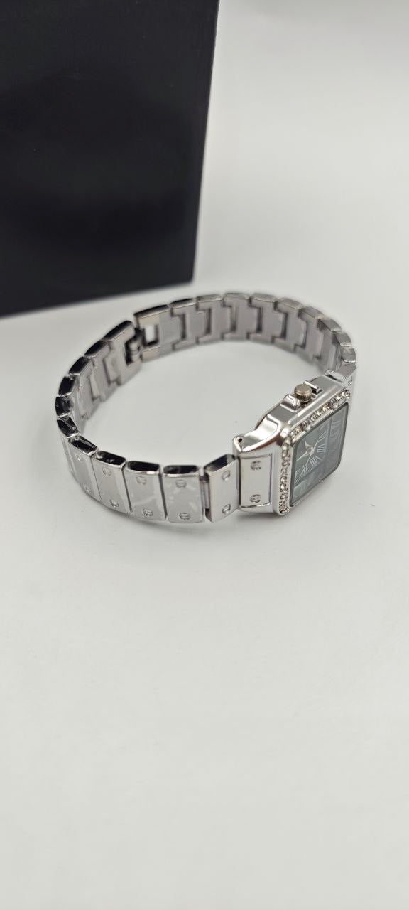 GÜMÜŞ RENK İÇİ SİYAH BAYAN SAATİ